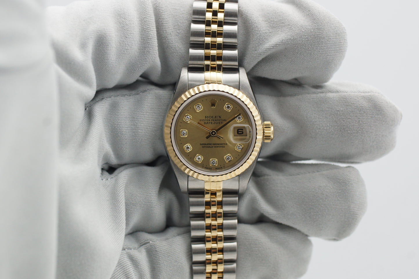 Rolex Lady-Datejust 26 69173G Gold Diamant Blatt Full-Set 1996