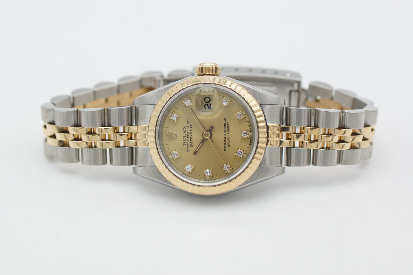 Rolex Lady-Datejust 26 69173G Gold Diamant Blatt Etui 1987