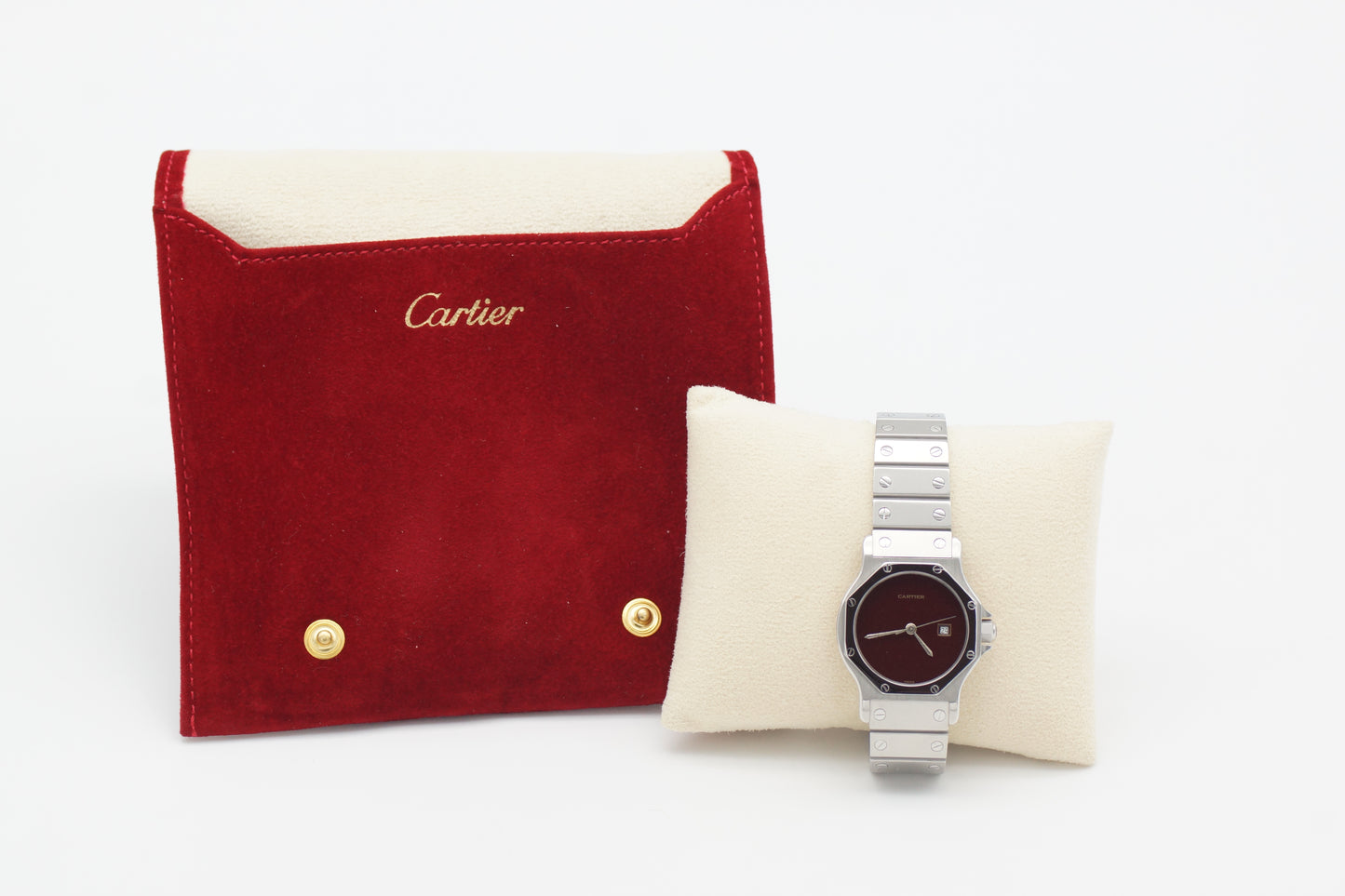 Cartier Octagon 2965 Automatik Burgundy Rot