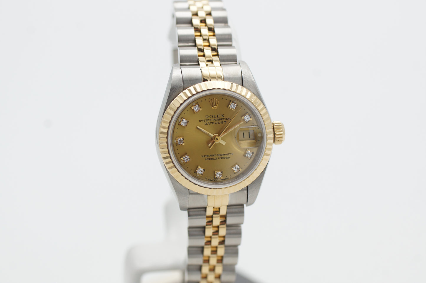 Rolex Lady-Datejust 26 69173G Gold Diamant Blatt Etui 1991