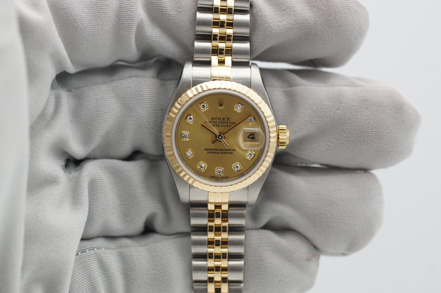 Rolex Lady-Datejust 79173G Jubilee Diamantblatt Gold Box/Papiere 2002