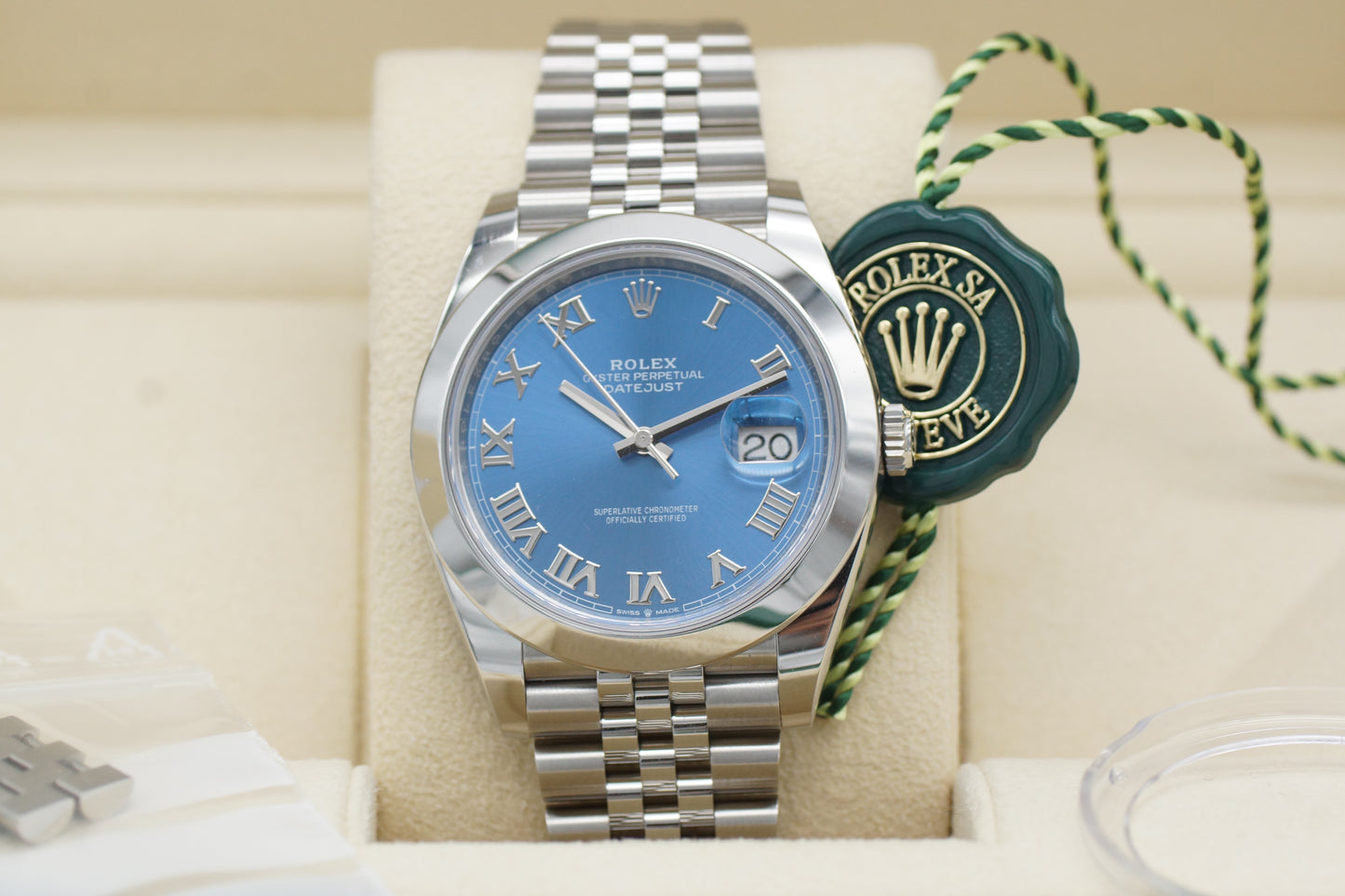 Rolex Datejust 41 Azzurro 126300 Blau Full-Set 06/2024 NEU