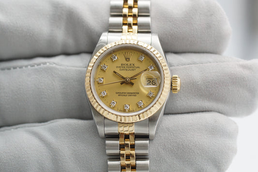 Rolex Lady-Datejust 79173G Jubilee Diamond Leaf Gold Full Set 2001