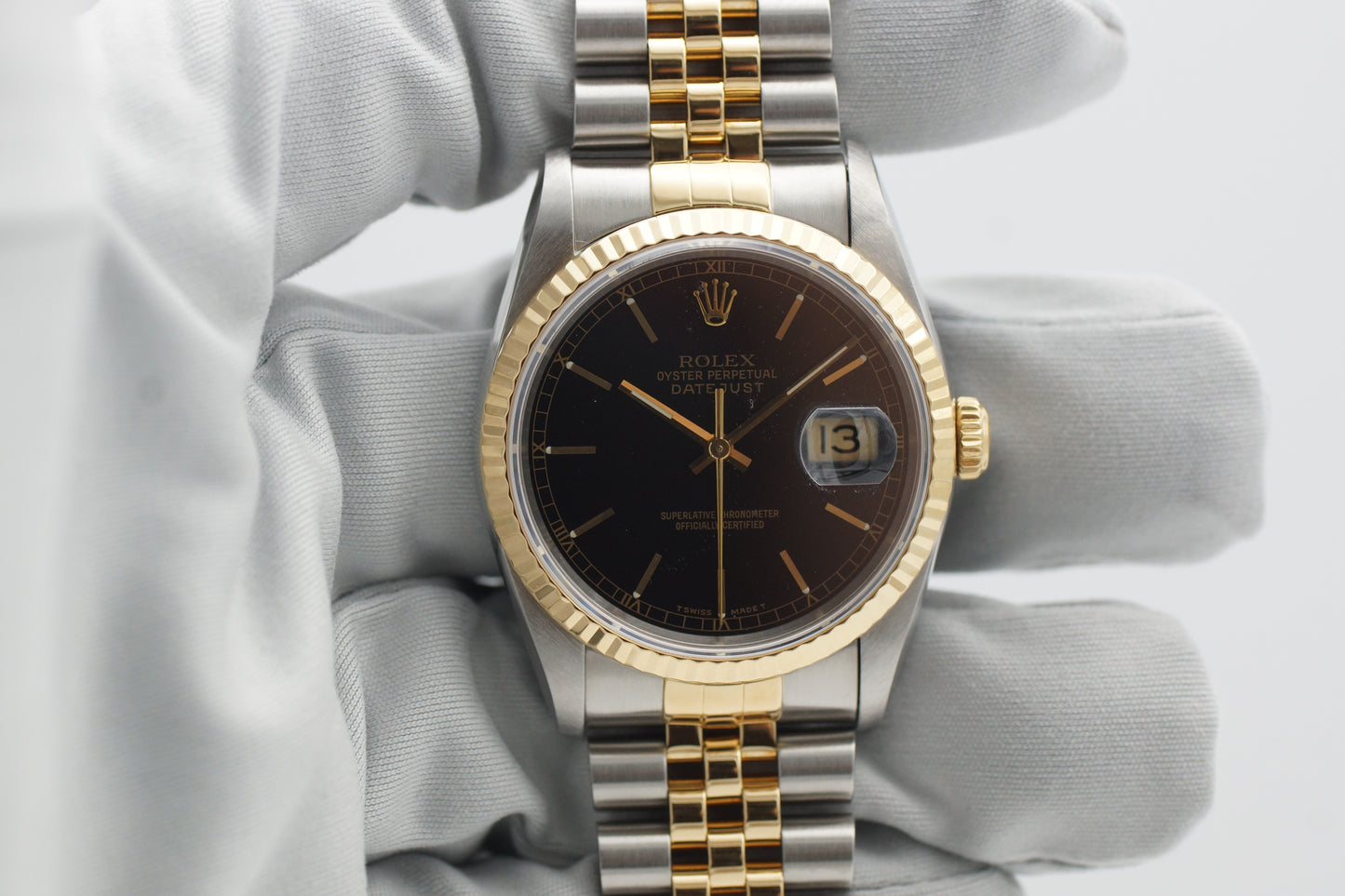 Rolex Datejust 36 Bicolor 16233 Schwarz 1991