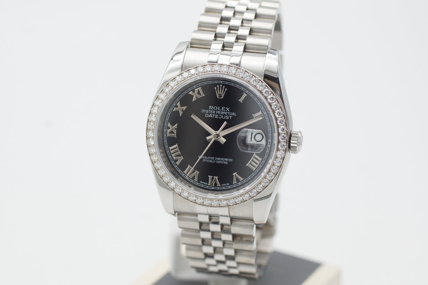 Rolex Datejust 36 Factory Diamant Lünette 116244 Schwarz