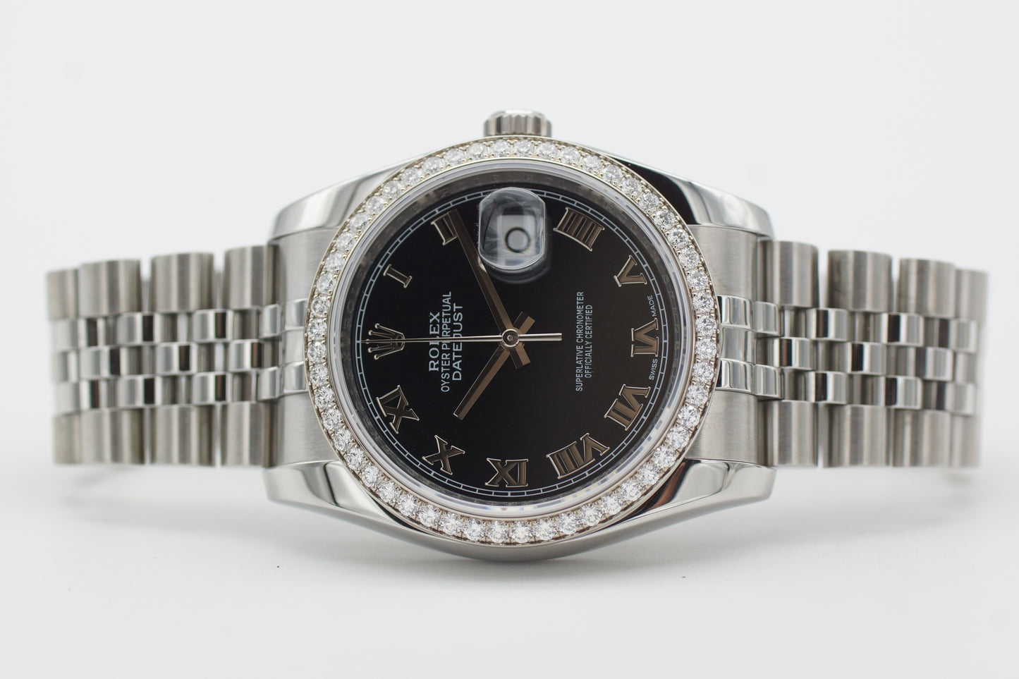 Rolex Datejust 36 Factory Diamant Lünette 116244 Schwarz