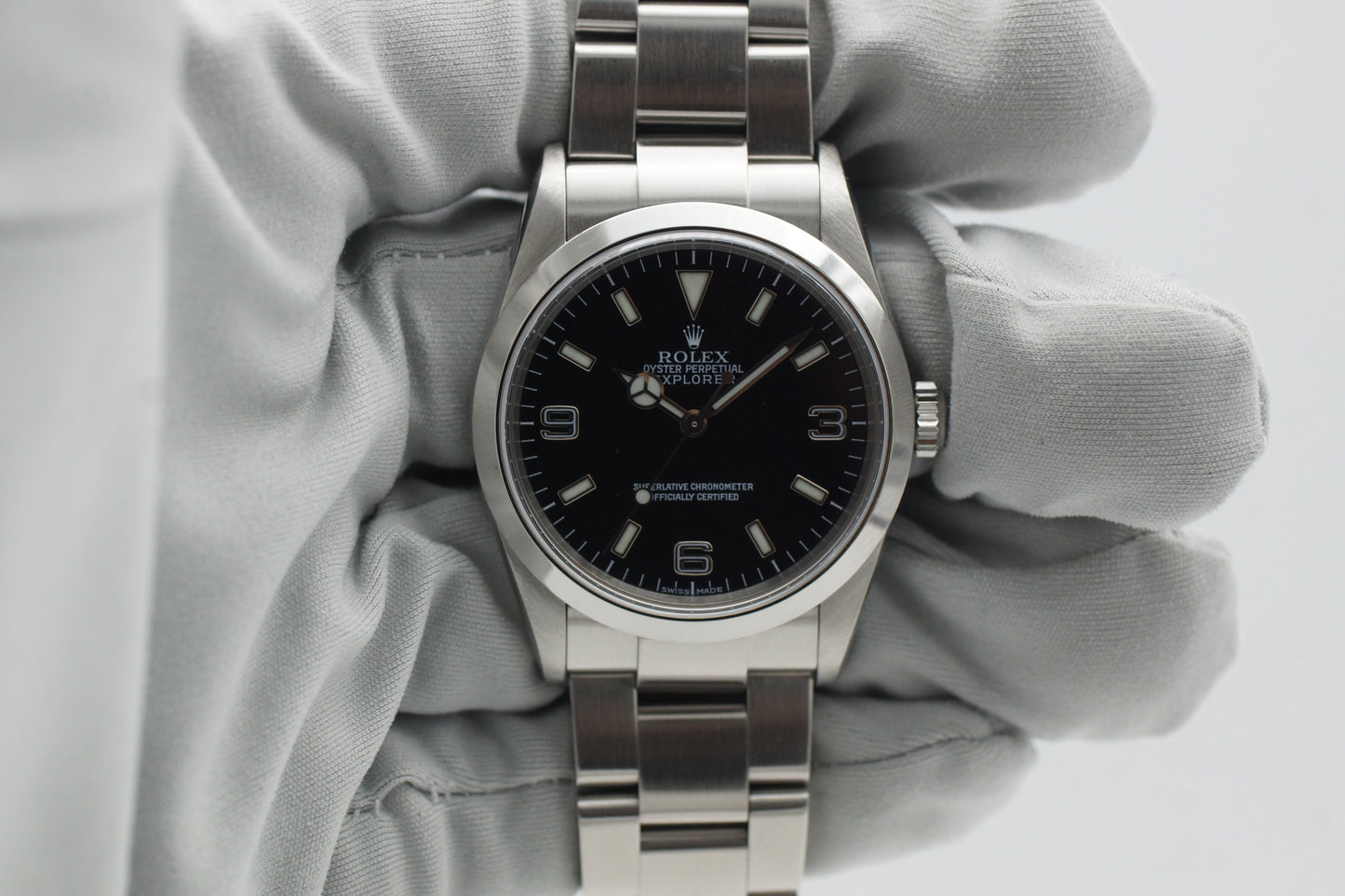 Rolex Explorer I 114270 36mm Schwarz Full-Set 2002 Lc100